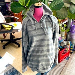 DC Shoes Blue Sweatshirt Hoodie PulloverGray Black Stripes XXL